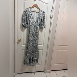 Club Monaco balloon sleeve wrap dress